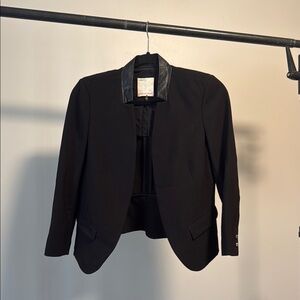 Rebecca Taylor Black Blazer with Leather Collar
